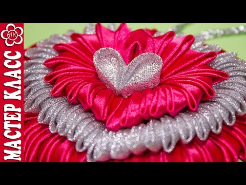 Видео: Подвеска Сердце Канзаши / Видео урок Куликовой / St. Valentine Kanzashi