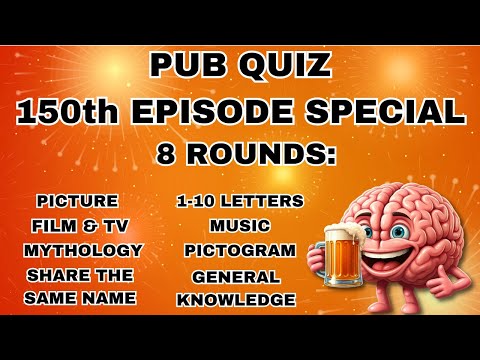 Видео: 150-й выпуск специального выпуска «Pub Quiz» — пиктограмма, общие знания, от 1 до 10, мифология, ...
