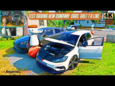 Видео: За рулём VW Golf 7.5 R-Line | Тест-драйв служебного автомобиля в составе конвоя | BeamNG + Logite...
