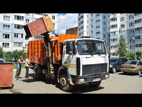 Видео: Мусоровоз МКМ-3403 на шасси МАЗ-5337A2 (Х 261 ТН 22) / Garbage truck MAZ-5337A2.