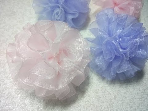 Видео: Пышный бант из органзы и фатина для школы. Канзаши. Kanzashi.