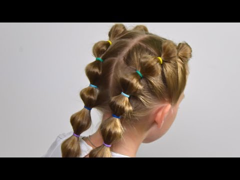 Видео: Прическа  с помощью РЕЗИНОК ★ Double Bubble Braids ★ Простая прическа для девочек #80  #LGH