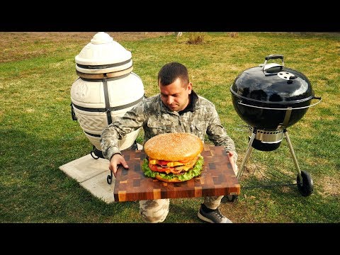 Видео: ОГРОМНЫЙ БУРГЕР МЯСО НА ГРИЛЕ БУЛКА В ТАНДЫРЕ