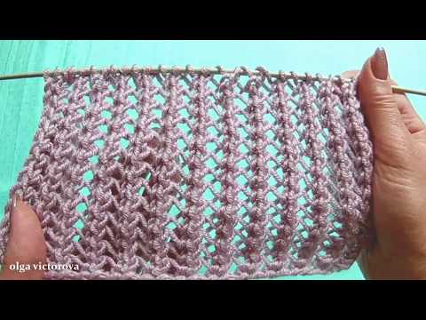 Видео: Ажурный узор - резиночка 486 Узоры спицами
