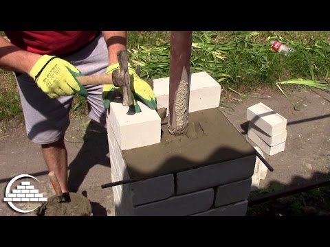 Видео: Кирпичная кладка колонны из полуторного, силикатного кирпича - [masterkladki]