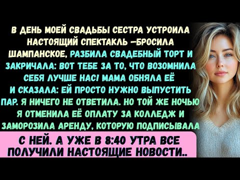 Видео: В день моей свадьбы моя сестра устроила настоящий скандал —швырнула шампанское, разбила торт и закри