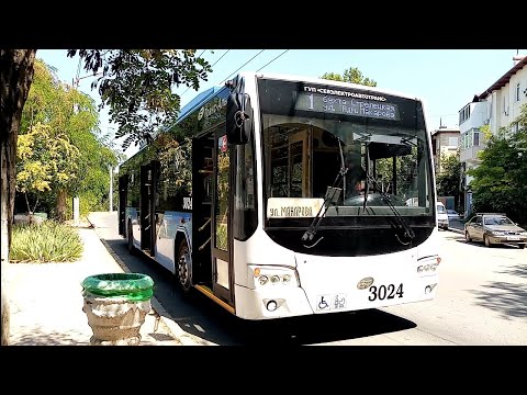 Видео: троллейбус 1 бухта Стрелецкая - улица Адмирала Макарова г. Севастополь