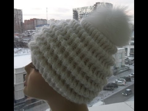 Видео: Женская шапка спицами " Волны"-Women's cap spokes "Waves" (Шапка #26)