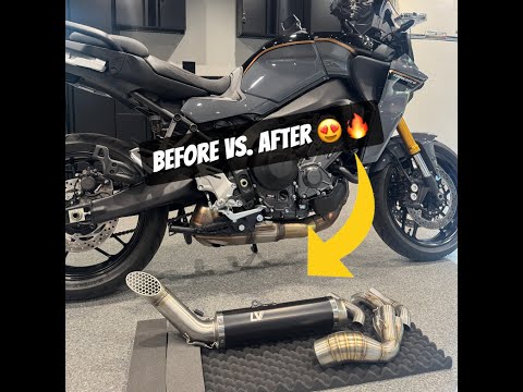 Видео: Установка выхлопной системы Leo Vince и тест звука — Yamaha Tracer 9 GT+ 2024 года (до и после)