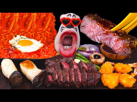 Видео: Вызов Огненных Макарон и Ужин со Стейком в Мукбанге ASMR с Креветками Темпура