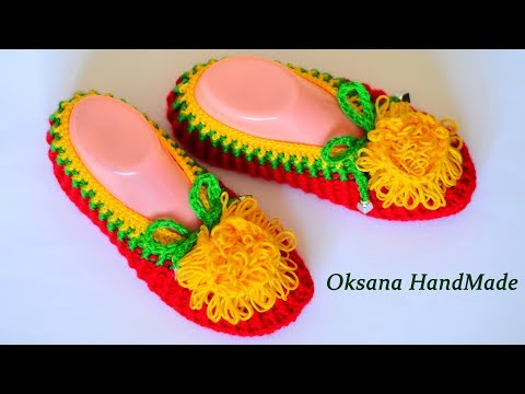 Видео: Тапочки крючком. Slippers crocheted.