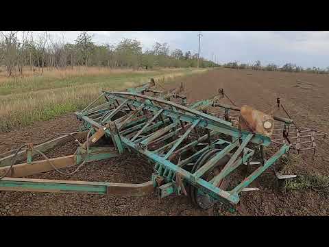 Видео: Культивация КПС-4 падалицы гороха на тракторе Зумлион RS1304