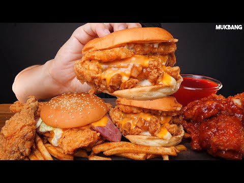 Видео: бургер и курица KFC BURGERS 🍔 CHICKEN 🍗 FRENCH FRIES 🍟 ASMR MUKBANG