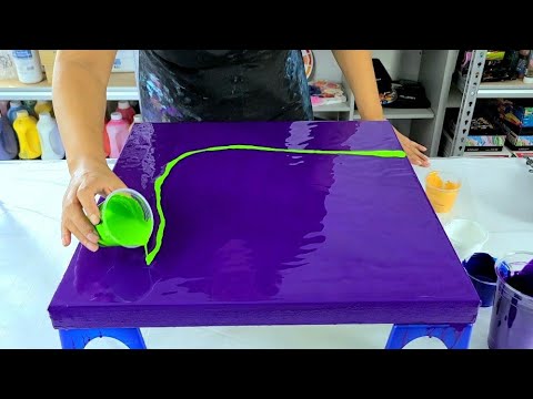 Видео: Акрил Аннотация Картина в Павлин Цвета! ~ Жидкость Акрил Картина