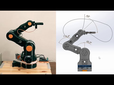 Видео: Управление роботом Moveo с помощью 3D модели | Robot Arm Moveo - control with 3D model