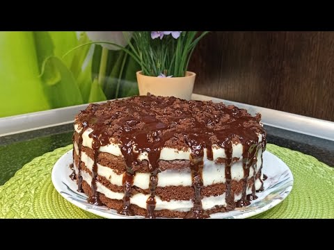 Видео: Шоколадный торт с заварным кремом. СОВЕТУЮ ПРИГОТОВИТЬ!🥧👍