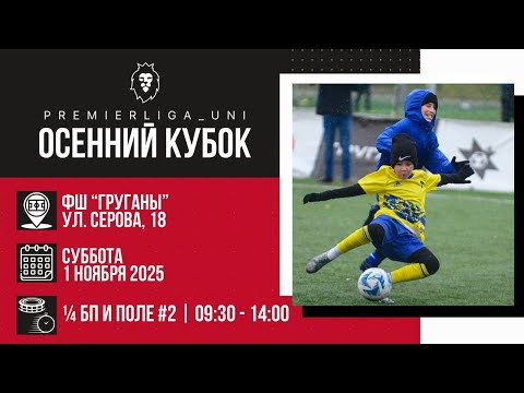 Видео: ОСЕННИЙ КУБОК | ПРЕМЬЕРЛИГА ЮНИ | ФШ ГРУГАНЫ | Большое поле, 1/4 поля Поле 2 | 01.11.2025
