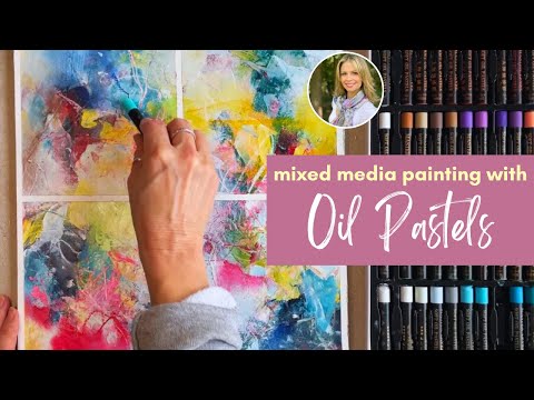 Видео: Демонстрация живописи в смешанной технике: масляная пастель и акриловые краски Lightwish