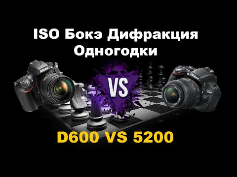 Видео: Nikon D600 VS D5200  Сравнение Полного кадра и кропа одного года ISO Бокэ Дифракция