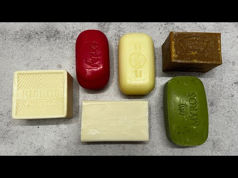 Видео: ASMR soap/ Dry soap cutting 🤍🤎🩷💚🤍/ Резка больших кусков мыла