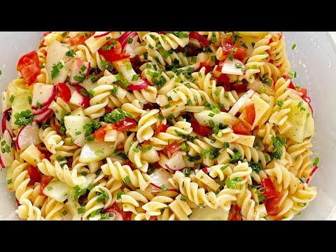 Видео: Салат из красочных макарон без майонеза