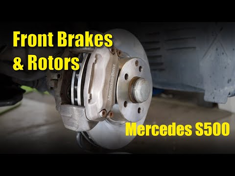 Видео: Замена передних тормозных колодок и ротора Mercedes S500