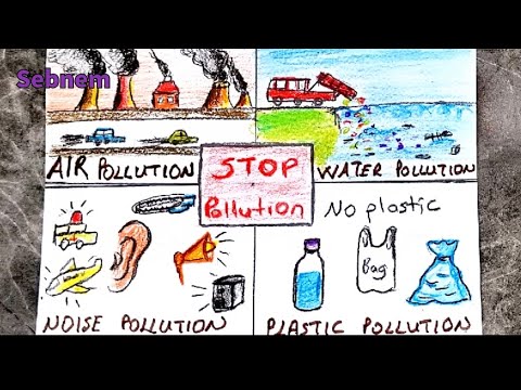 Видео: Рисунок плаката «Остановим загрязнение» для студентов — рисунок плаката на тему загрязнения #рису...