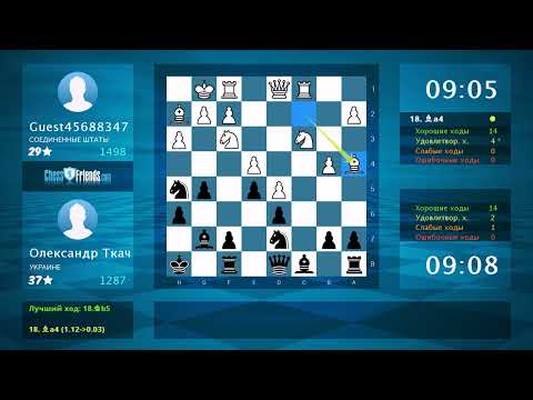 Видео: Анализ шахматной партии: Guest45688347 - Олександр Ткач, 1-0 (по ChessFriends.com)