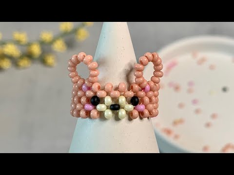 Видео: Кольцо из бисера с медведем. DIY a beaded ring