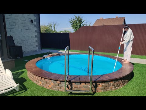 Видео: Морозоустойчивый ПВХ бассейн Азуро 320*90 см. Заглубленный фундамент, сборка, отделка!