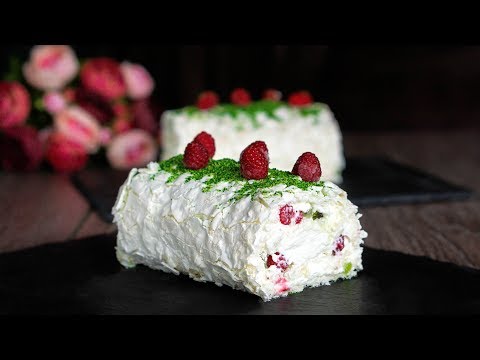 Видео: МЕРЕНГОВЫЙ РУЛЕТ с кокосом, малиной и киви