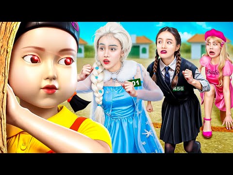 Видео: Барби Vs Уэндсдей Аддамс Vs Эльзы В Squid Game!