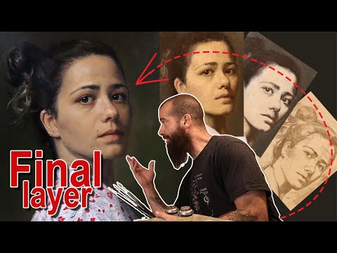 Видео: Завершение картины слоями. Гармония телесного цвета. Портрет моей жены.