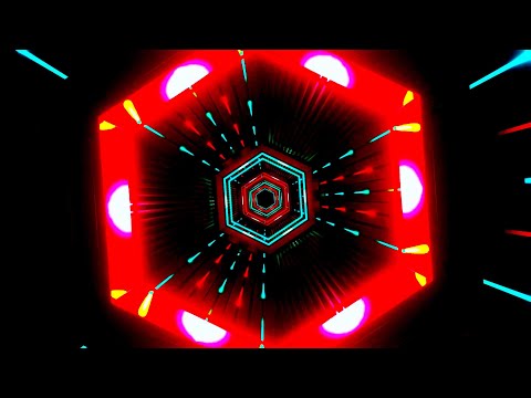 Видео: 🔷 4K Заставка – Шестиугольный Неоновый Туннель Красного и Синего Цвета – VJ (Без Звука)