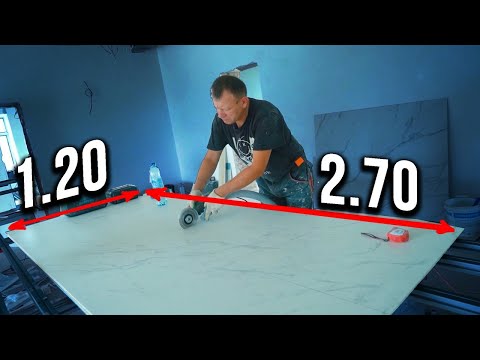 Видео: Укладка плитки 2700х1200 БЕЗ спец  ИНСТРУМЕНТА  Всё режем болгаркой без понтов!