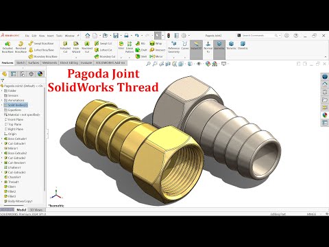 Видео: Моделирование пагод в SolidWorks — функция SolidWorks Thread