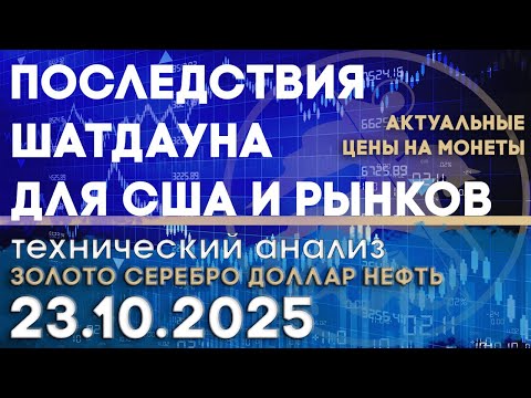 Видео: Последствия шатдауна для США и рынков. Анализ рынка золота, серебра, нефти, доллара 23.10.2025 г