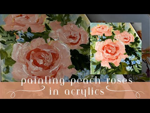Видео: Рисование персиковых роз акриловой краской