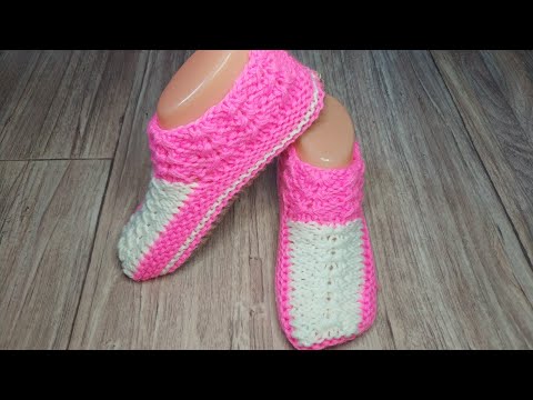 Видео: #ТапочкиСпицами #МКтапочки Нарядные детские тапочки спицами.