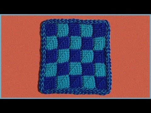 Видео: Плед квадратами с обвязкой тунисским крючком. Узор для пледа. Плед крючком.