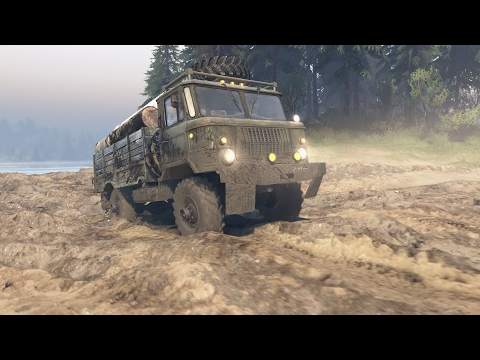Видео: SpinTires 03.03.16 Gaz-66 (В Доработке)Широкая река Разбираю пилораму