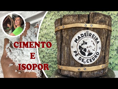 Видео: Сделай сам - Как сделать красивую именную вазу, имитирующую дерево, из цемента и пенопласта.