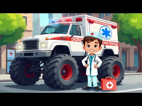 Видео: Машинка Скорая Помощь  - Мультики про машинки  - Новые сборник мультики для детей