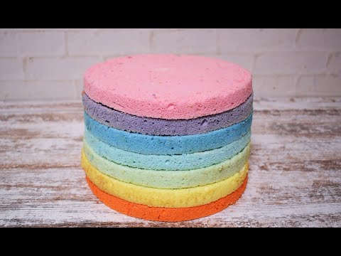 Видео: РАДУЖНЫЙ ТОРТ ! БИСКВИТ НА БЕЛКАХ ПОДРОБНО ! Радужные коржи для торта. RAINBOW CAKE !REGENBOGENTORTE