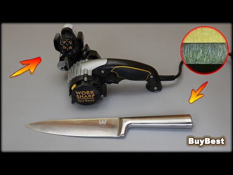 Видео: Work Sharp Ken Onion - Заточка шеф ножа на электроточилке под микроскопом - результат заточки ножа.
