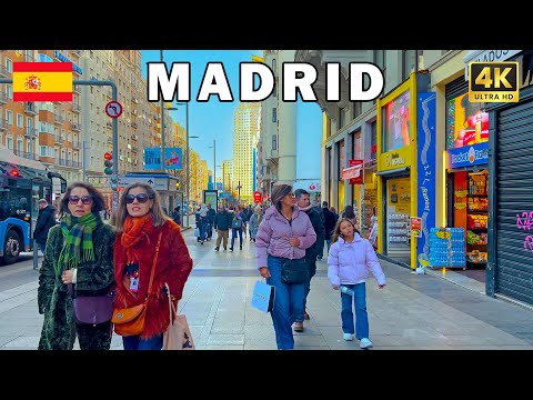 Видео: 🇪🇸 Мадрид, Испания Прогулка 4K | Центр города и знаковые улицы