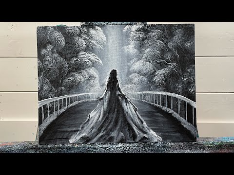 Видео: Как нарисовать картину «Леди на мосту» | урок по рисованию акрилом ￼