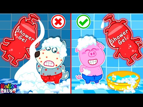 Видео: Wolfoo! Да, да, время купания с цветным гелем для душа для детей | Wolfoo Russian New Episodes