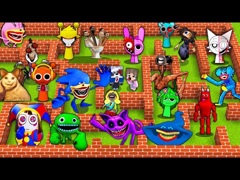 Видео: НУБ И ПРО В ЛАБИРИНТЕ СПРУНКИ СОНИК ПОЖИРАТЕЛЬ ЦИФРОВОЙ ЦИРК В МАЙНКРАФТ ВСЕ СЕРИИ СБОРНИК АНИМАЦИЯ