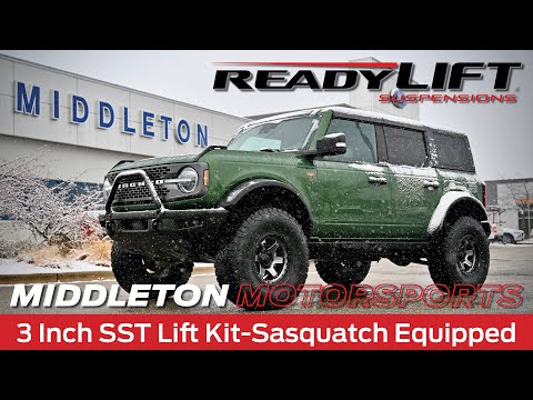 Видео: Комплект подъема кузова ReadyLIFT 3 дюйма SST для Ford Bronco 2022 года (Sasquatch Equipped Install)